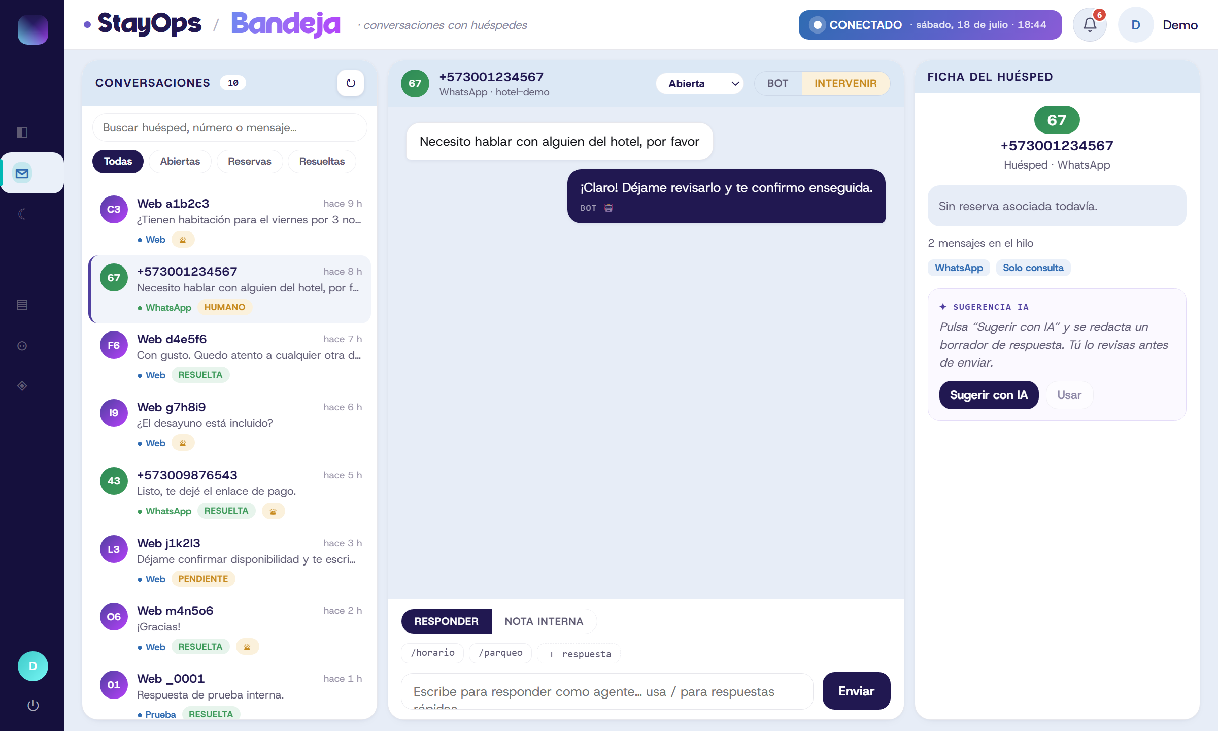 Bandeja de conversaciones